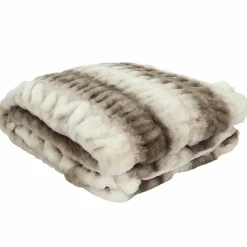 Plaid imitation fourrure luxury blanc/marron - 140x200 cm