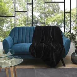 Plaid imitation fourrure Opulence noir - 120x150 cm