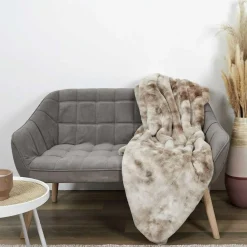 Plaid imitation fourrure Opulence blanc/marron - 140x200 cm