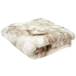 Plaid imitation fourrure Opulence blanc/marron - 140x200 cm