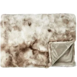 Plaid imitation fourrure Opulence blanc/marron - 140x200 cm