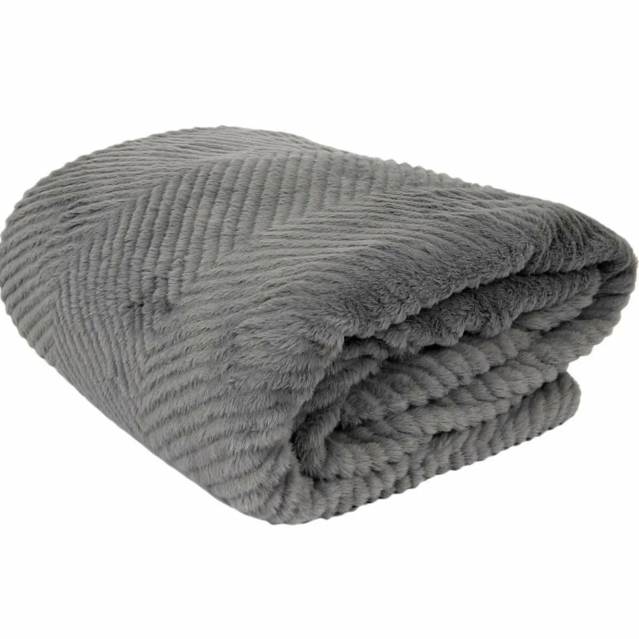 Plaid imitation fourrure sherpa gris - 140x200 cm