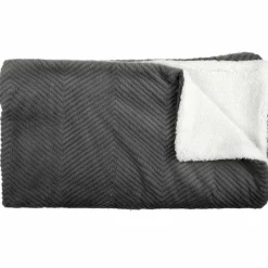 Plaid imitation fourrure sherpa gris - 140x200 cm