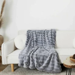 Plaid imitation fourrure Opulence gris - 120x150 cm