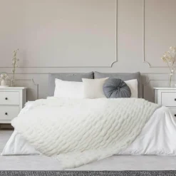 Plaid imitation fourrure luxury blanc - 140x200 cm