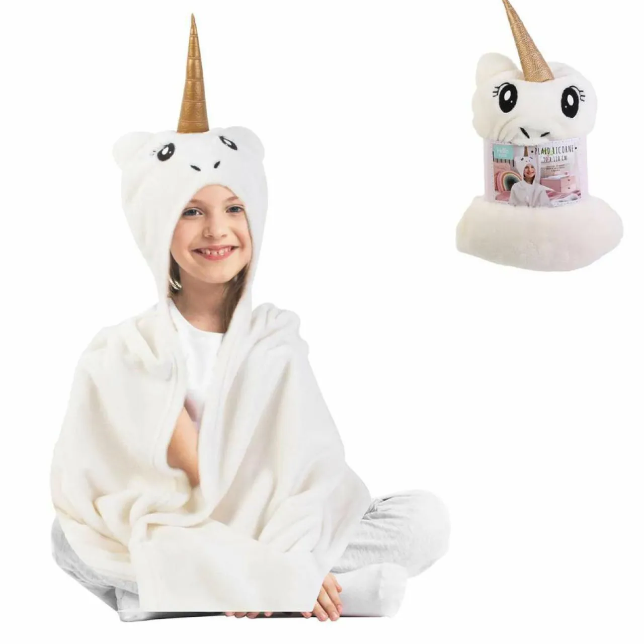 Plaid Licorne ivoire - 120x90 cm