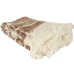 Plaid maille tressée marron - 120x2x150 cm