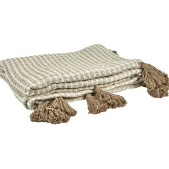Plaid nid d'abeille beige/gris - 125x150 cm