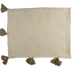 Plaid nid d'abeille beige/gris - 125x150 cm