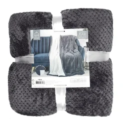 Plaid nid d'abeille Sherpa XXL gris foncé - 180x220 cm