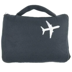Plaid polaire avion avec housse noir - 120x150cm