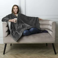 Plaid poncho gris - 130x170 cm