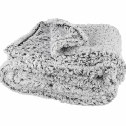 Plaid sherpa gris - 120x150 cm