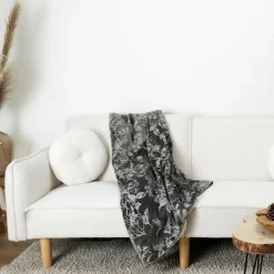 Plaid velours motif Sherpa gris - 120x150 cm