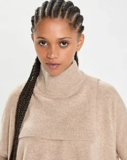 Plastron 100% Cachemire col montant en côtes Carla chestnut