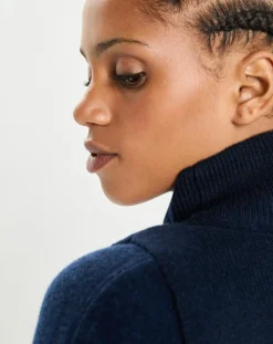 Plastron 100% Cachemire col montant en côtes Carla navy