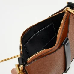 Pochette bandoulière en Cuir Tess marron - 20x12x3 cm