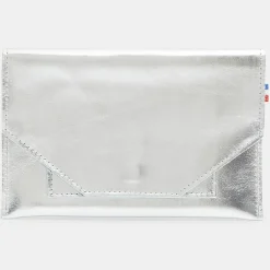 Pochette en Cuir Fred Mif argentée - 11x17x1 cm