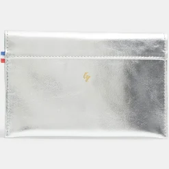 Pochette en Cuir Fred Mif argentée - 11x17x1 cm