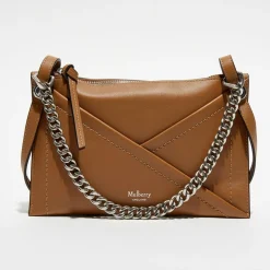 Pochette en Cuir Zipped Pouch teck - 23x15x4 cm