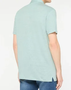 Polo 100% Lin Chambray céladon