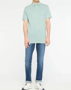 Polo 100% Lin Chambray céladon