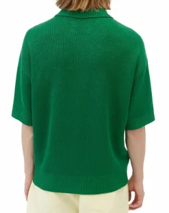 Polo 100% Lin manches courtes Maille vert emeraude