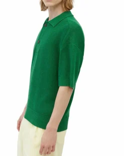 Polo 100% Lin manches courtes Maille vert emeraude