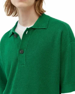Polo 100% Lin manches courtes Maille vert emeraude