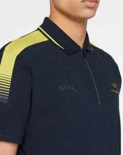 Polo Classic Fit Aston Martin Racing col zippé bleu marine