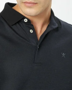 Polo Classic Fit Pied-de-poule noir/bleu marine