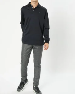 Polo Classic Fit Pied-de-poule noir/bleu marine