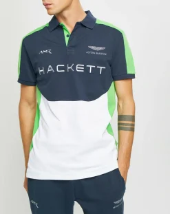 Polo Droit Multi Patch Aston Martin Racing bleu/blanc/vert fluo