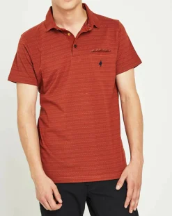 Polo en maille piquée jacquard rouille