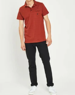 Polo en maille piquée jacquard rouille