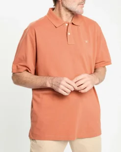 Polo manches courtes uni piqué orange moyen