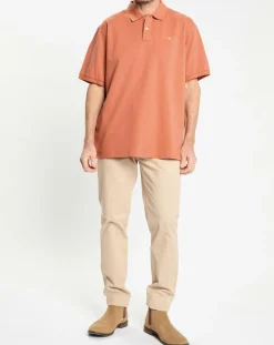 Polo manches courtes uni piqué orange moyen