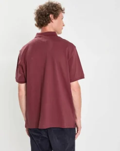 Polo manches courtes uni piqué rouge grenade