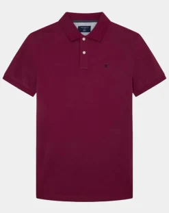 Polo manches courtes uni piqué rouge grenade