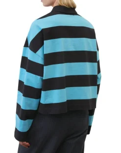 Polo rayures rugby bleu/noir