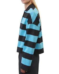 Polo rayures rugby bleu/noir