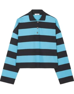 Polo rayures rugby bleu/noir