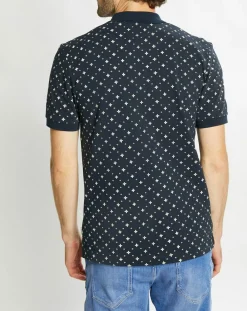 Polo Regular Fit 100% Coton Bio imprimé bleu marine