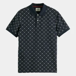 Polo Regular Fit 100% Coton Bio imprimé bleu marine