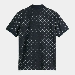 Polo Regular Fit 100% Coton Bio imprimé bleu marine