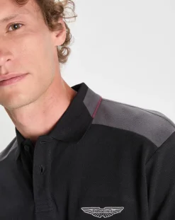 Polo Regular Fit Aston Martin Racing Colorblok noir/gris