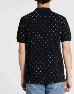 Polo Regular Fit imprimé Square bleu marine