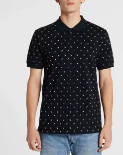 Polo Regular Fit imprimé Square bleu marine