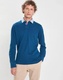 Polo Regular Fit manches longues bleu