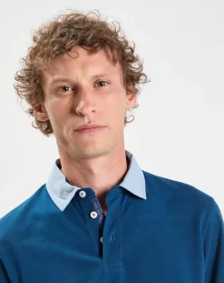 Polo Regular Fit manches longues bleu